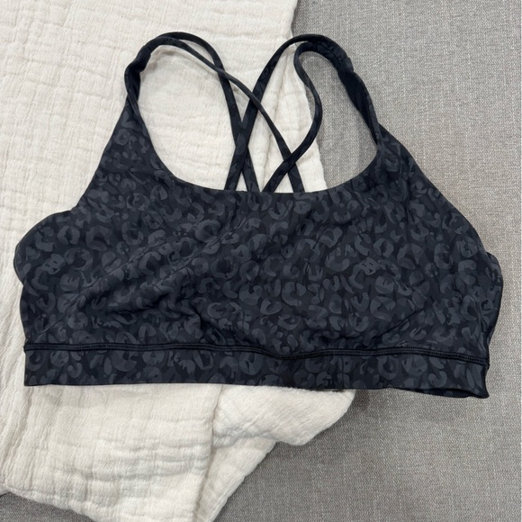 Lululemon Energy Bra Long Line 14 Black Camo Leopard Print - Picture 1 of 3